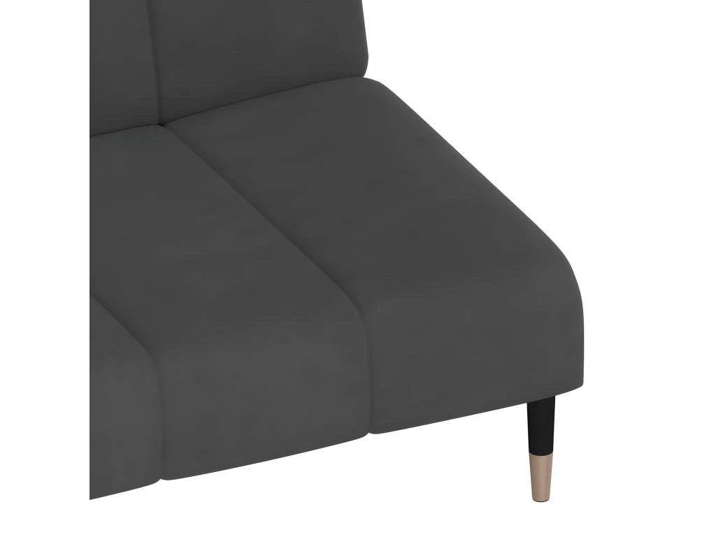 Canapé-lit à 2 Places Gris Foncé Velours 9 Canapé-lit à 2 Places Gris Foncé Velours – Image 9