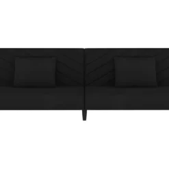 Canapé-lit 2 Places 2 Oreillers Et Repose-pied Noir Velours -Promos Chesteris Boutique canape 21996161