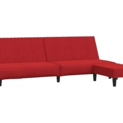 Canapé-lit à 2 Places Avec Repose-pied Rouge Bordeaux Velours -Promos Chesteris Boutique canape 21996297