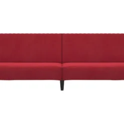 Canapé-lit à 2 Places Avec Repose-pied Rouge Bordeaux Velours -Promos Chesteris Boutique canape 21996301