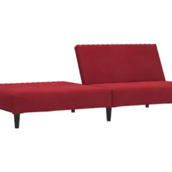 Canapé-lit à 2 Places Avec Repose-pied Rouge Bordeaux Velours -Promos Chesteris Boutique canape 21996307