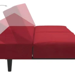 Canapé-lit à 2 Places Avec Repose-pied Rouge Bordeaux Velours -Promos Chesteris Boutique canape 21996309