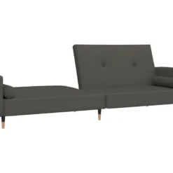 Canapé-lit à 2 Places Avec Repose-pied Gris Foncé Velours -Promos Chesteris Boutique canape 21996877
