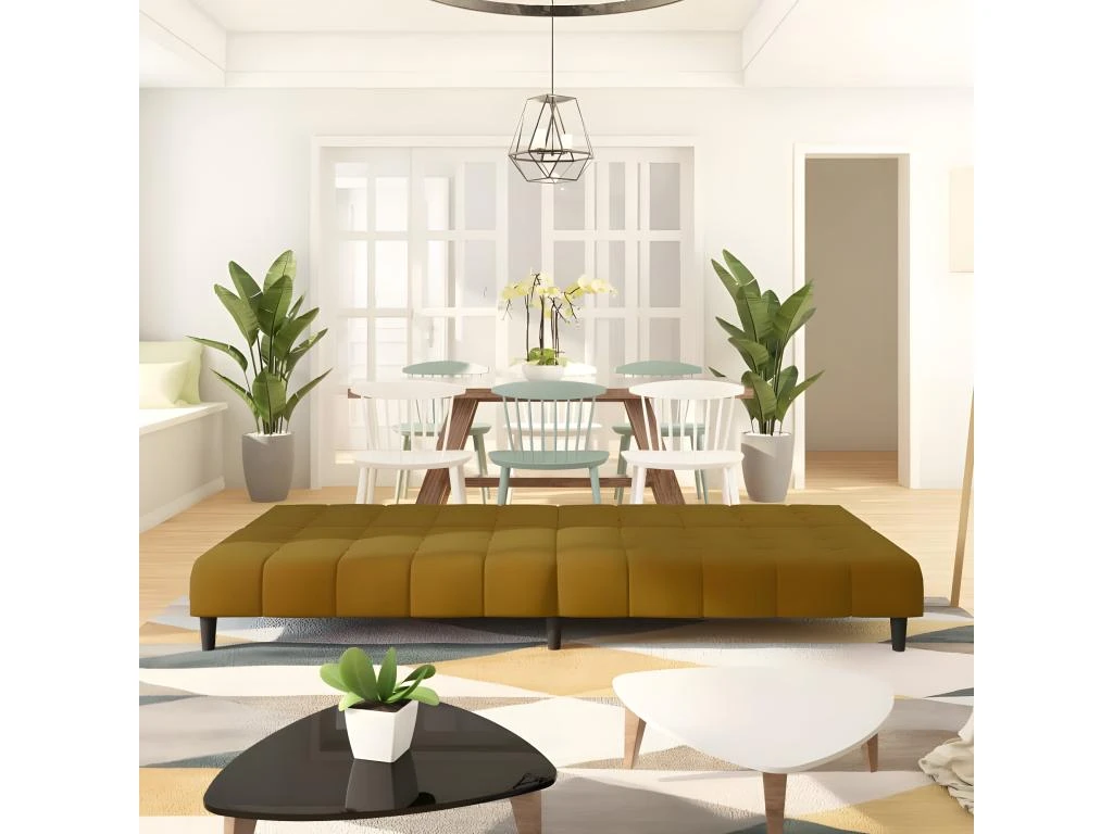 Canapé-lit à 2 Places Marron Velours 3 Canapé-lit à 2 Places Marron Velours – Image 3