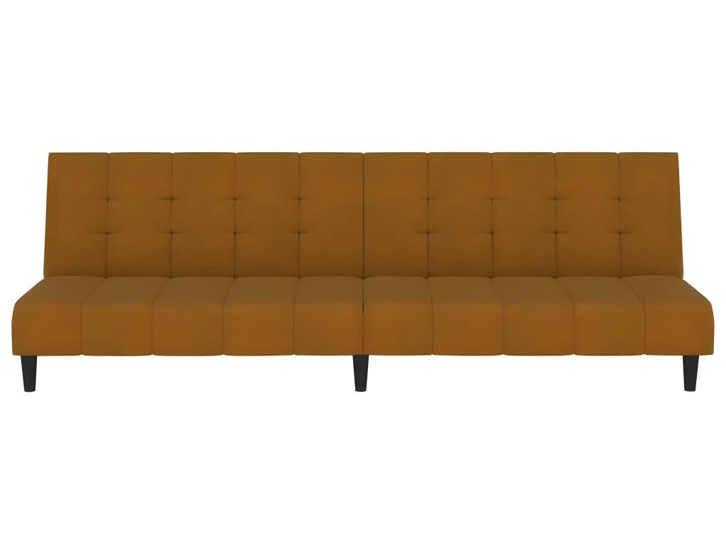 Canapé-lit à 2 Places Marron Velours 4 Canapé-lit à 2 Places Marron Velours – Image 4
