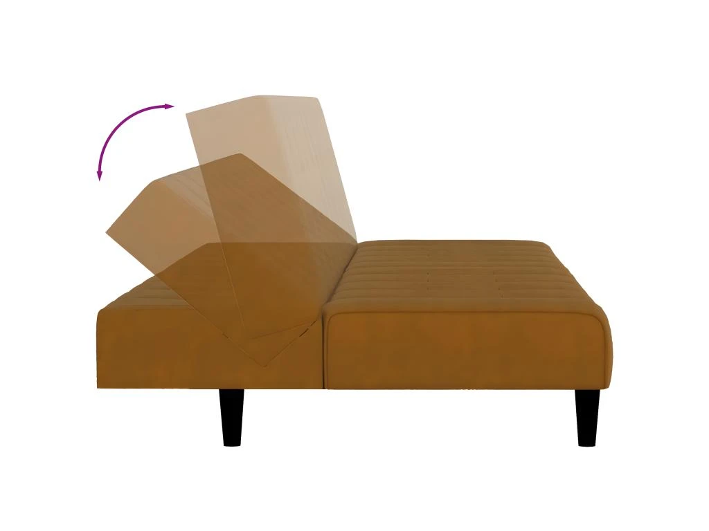 Canapé-lit à 2 Places Marron Velours 6 Canapé-lit à 2 Places Marron Velours – Image 6