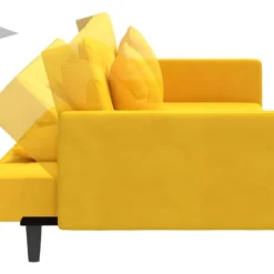 Canapé-lit à 2 Places Avec Deux Oreillers Jaune Velours 15 Canapé-lit à 2 Places Avec Deux Oreillers Jaune Velours -Promos Chesteris Boutique canape 21997273