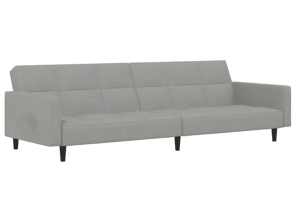 Canapé-lit à 2 Places Gris Clair Microfibre 2 Canapé-lit à 2 Places Gris Clair Microfibre – Image 2