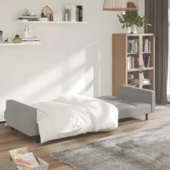 Canapé-lit à 2 Places Gris Clair Microfibre 12 Canapé-lit à 2 Places Gris Clair Microfibre -Promos Chesteris Boutique canape 21997347