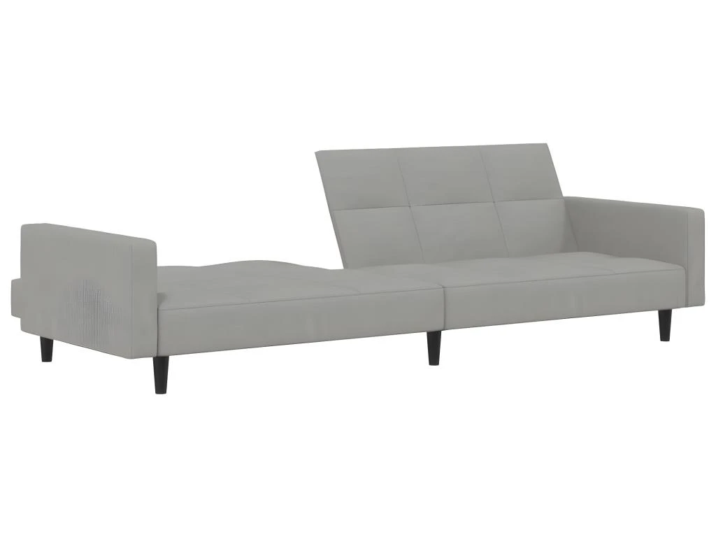 Canapé-lit à 2 Places Gris Clair Microfibre 4 Canapé-lit à 2 Places Gris Clair Microfibre – Image 4