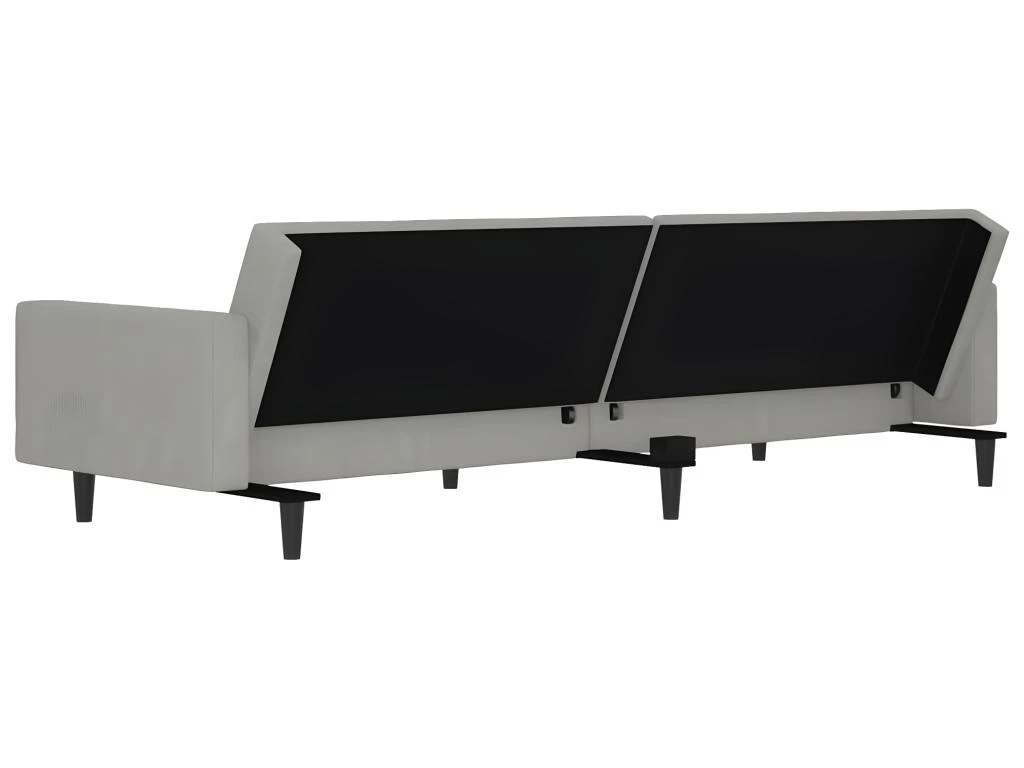 Canapé-lit à 2 Places Gris Clair Microfibre 7 Canapé-lit à 2 Places Gris Clair Microfibre – Image 7