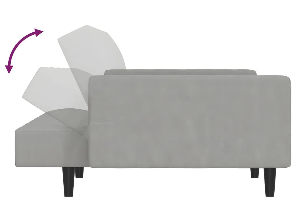 Canapé-lit à 2 Places Gris Clair Microfibre 8 Canapé-lit à 2 Places Gris Clair Microfibre – Image 8