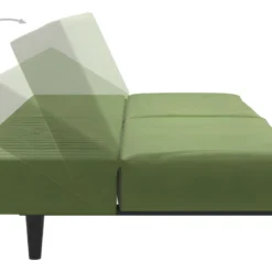 Canapé-lit à 2 Places Vert Clair Velours -Promos Chesteris Boutique canape 21997969