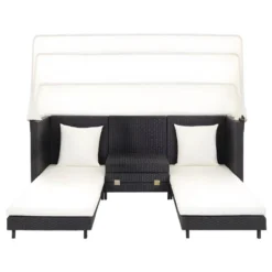 Canapé-lit Extensible 3 Places Avec Toit Résine Tressée Noir -Promos Chesteris Boutique canape 21998743