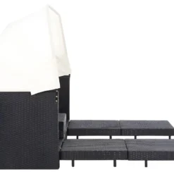 Canapé-lit Extensible 3 Places Avec Toit Résine Tressée Noir -Promos Chesteris Boutique canape 21998745