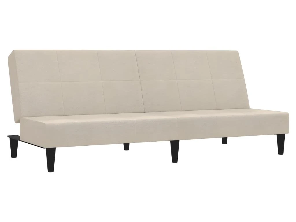 Canapé-lit à 2 Places Crème Tissu Microfibre 2 Canapé-lit à 2 Places Crème Tissu Microfibre – Image 2