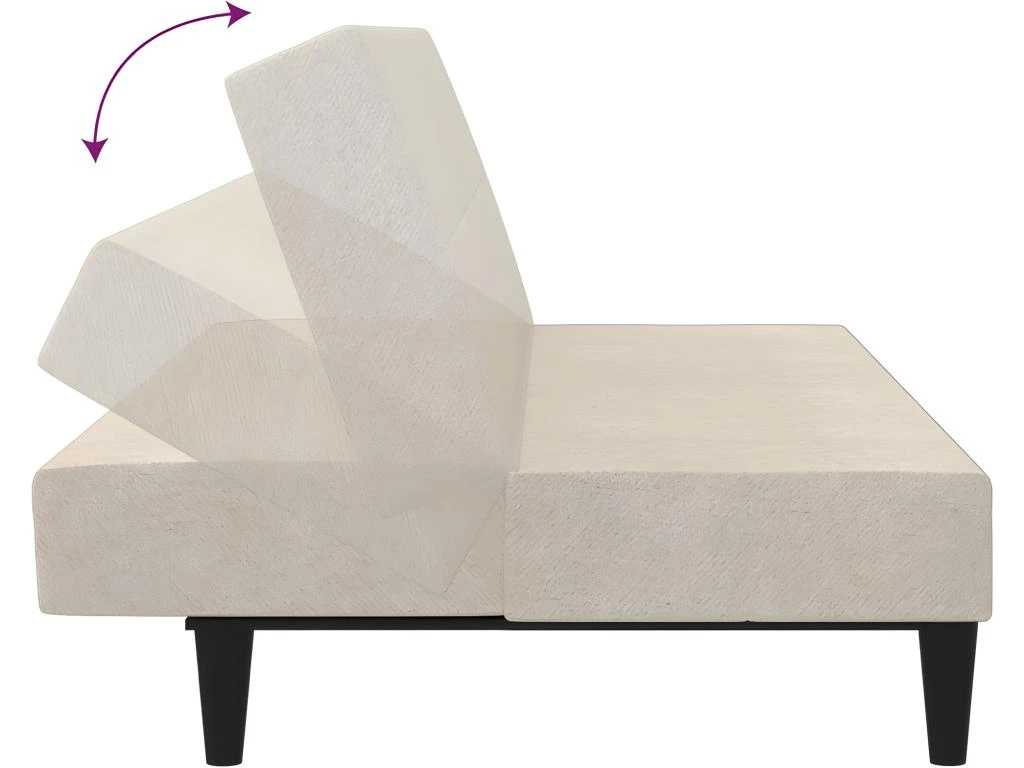 Canapé-lit à 2 Places Crème Tissu Microfibre 8 Canapé-lit à 2 Places Crème Tissu Microfibre – Image 8