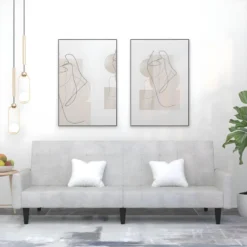 Canapé-lit à 2 Places Gris Clair Tissu Microfibre