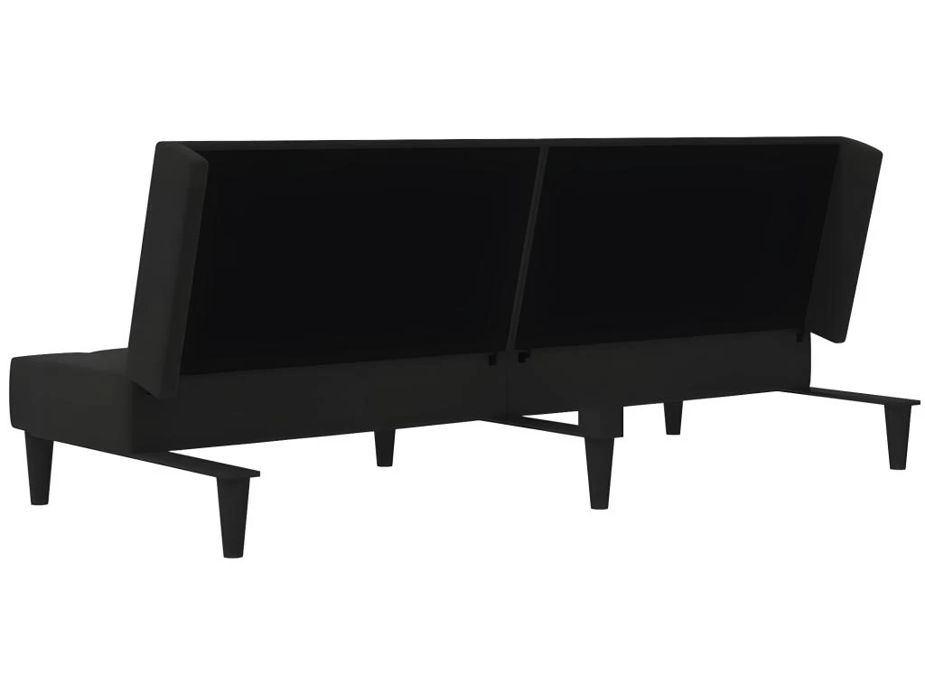 Canapé-lit à 2 Places Noir Tissu Microfibre 7 Canapé-lit à 2 Places Noir Tissu Microfibre – Image 7