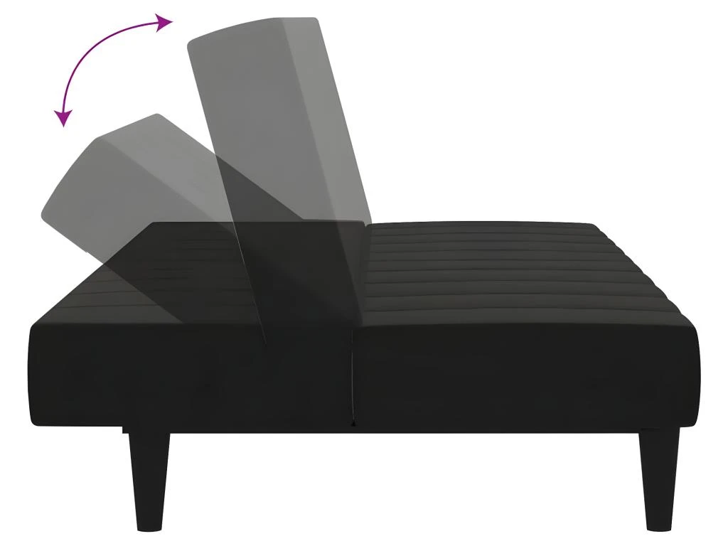 Canapé-lit à 2 Places Noir Tissu Microfibre 8 Canapé-lit à 2 Places Noir Tissu Microfibre – Image 8