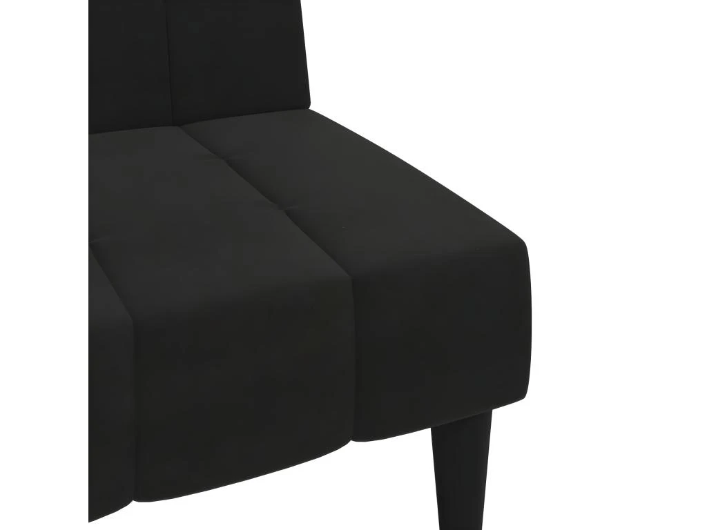 Canapé-lit à 2 Places Noir Tissu Microfibre 9 Canapé-lit à 2 Places Noir Tissu Microfibre – Image 9