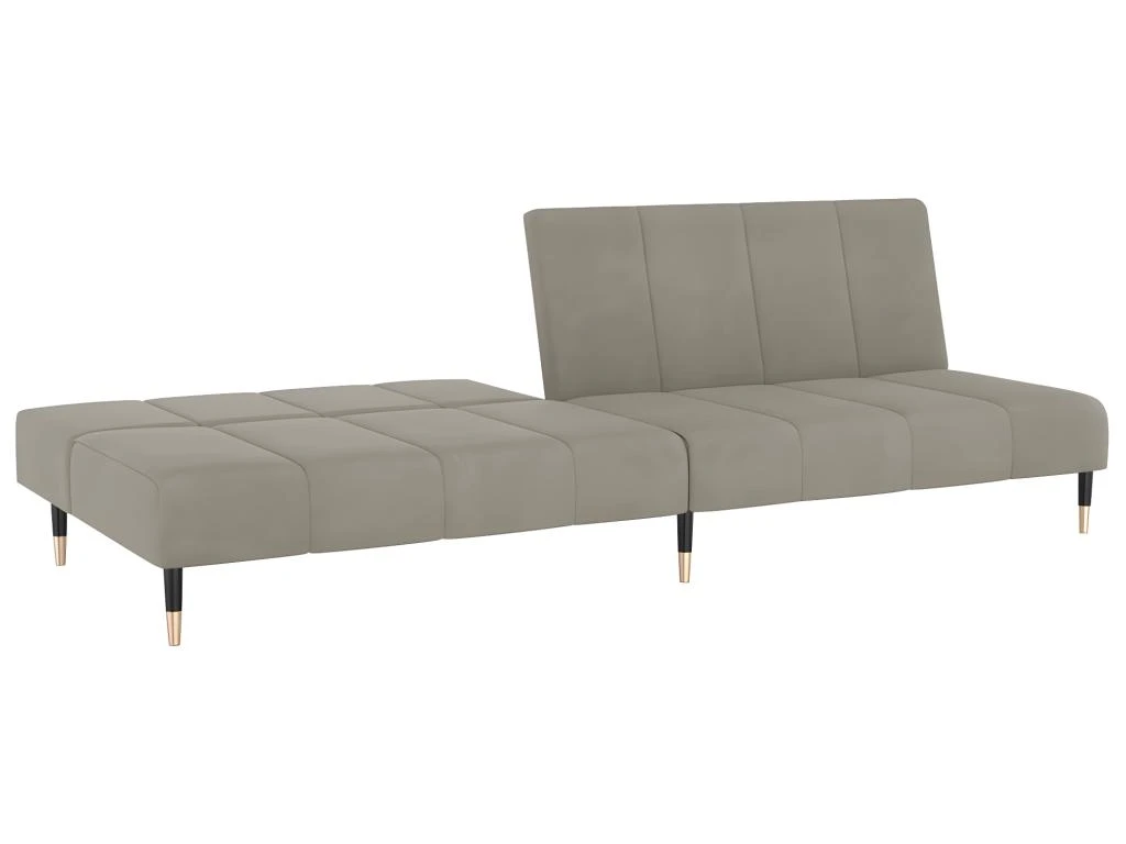 Canapé-lit 2 Places Avec Tabouret Gris Clair Velours 7 Canapé-lit 2 Places Avec Tabouret Gris Clair Velours – Image 7