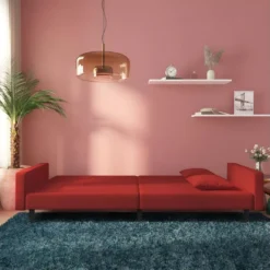 Canapé-lit à 2 Places Et Deux Oreillers Rouge Bordeaux Velours 12 Canapé-lit à 2 Places Et Deux Oreillers Rouge Bordeaux Velours -Promos Chesteris Boutique canape 21999267