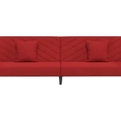 Canapé-lit à 2 Places Et Deux Oreillers Rouge Bordeaux Velours 13 Canapé-lit à 2 Places Et Deux Oreillers Rouge Bordeaux Velours -Promos Chesteris Boutique canape 21999269