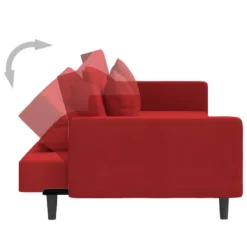 Canapé-lit à 2 Places Et Deux Oreillers Rouge Bordeaux Velours 15 Canapé-lit à 2 Places Et Deux Oreillers Rouge Bordeaux Velours -Promos Chesteris Boutique canape 21999273