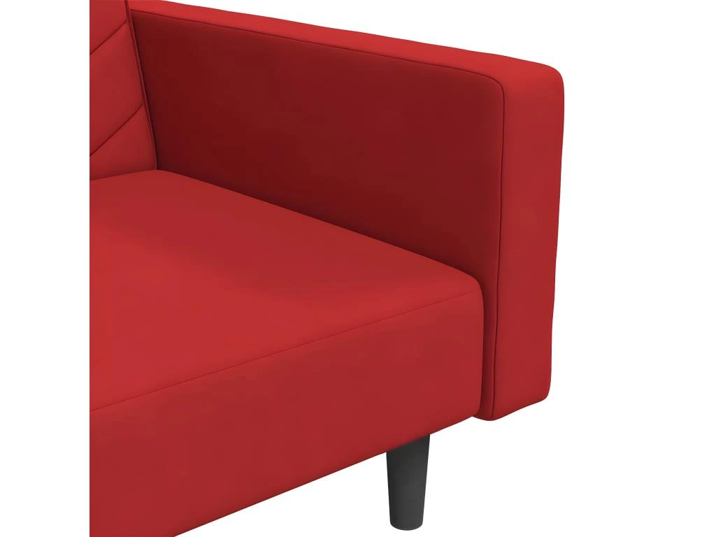 Canapé-lit à 2 Places Et Deux Oreillers Rouge Bordeaux Velours 9 Canapé-lit à 2 Places Et Deux Oreillers Rouge Bordeaux Velours – Image 9
