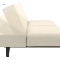 Canapé-lit à 2 Places Crème Velours -Promos Chesteris Boutique canape 21999317