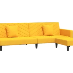 Canapé-lit 2 Places 2 Oreillers Et Repose-pied Jaune Velours 12 Canapé-lit 2 Places 2 Oreillers Et Repose-pied Jaune Velours -Promos Chesteris Boutique canape 21999503
