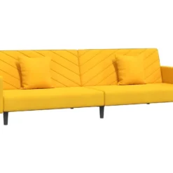 Canapé-lit 2 Places 2 Oreillers Et Repose-pied Jaune Velours 13 Canapé-lit 2 Places 2 Oreillers Et Repose-pied Jaune Velours -Promos Chesteris Boutique canape 21999505