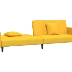 Canapé-lit 2 Places 2 Oreillers Et Repose-pied Jaune Velours 18 Canapé-lit 2 Places 2 Oreillers Et Repose-pied Jaune Velours -Promos Chesteris Boutique canape 21999515