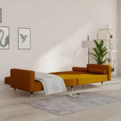 Canapé-lit à 2 Places Avec Deux Oreillers Marron Velours -Promos Chesteris Boutique canape 21999763