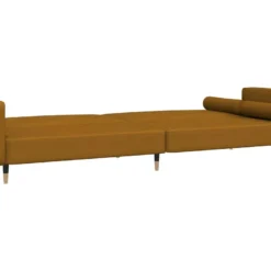 Canapé-lit à 2 Places Avec Deux Oreillers Marron Velours -Promos Chesteris Boutique canape 21999769