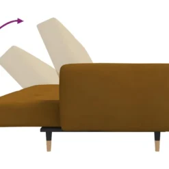 Canapé-lit à 2 Places Avec Deux Oreillers Marron Velours -Promos Chesteris Boutique canape 21999773