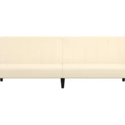 Canapé-lit 2 Places Avec Tabouret Crème Velours -Promos Chesteris Boutique canape 22000205