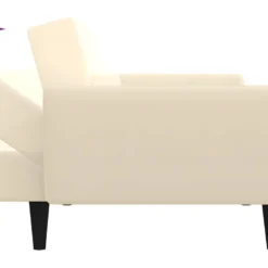 Canapé-lit 2 Places Avec Tabouret Crème Velours -Promos Chesteris Boutique canape 22000207