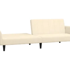 Canapé-lit 2 Places Avec Tabouret Crème Velours -Promos Chesteris Boutique canape 22000209