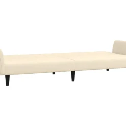 Canapé-lit 2 Places Avec Tabouret Crème Velours -Promos Chesteris Boutique canape 22000211