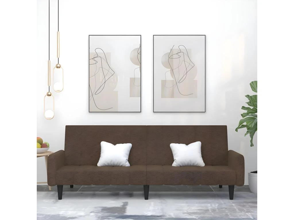 Canapé-lit à 2 Places Marron Tissu Microfibre 1 Canapé-lit à 2 Places Marron Tissu Microfibre