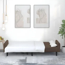 Canapé-lit à 2 Places Marron Tissu Microfibre 12 Canapé-lit à 2 Places Marron Tissu Microfibre -Promos Chesteris Boutique canape 22000441