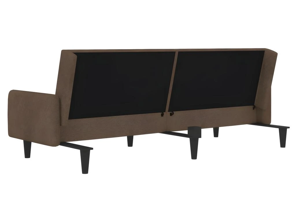 Canapé-lit à 2 Places Marron Tissu Microfibre 7 Canapé-lit à 2 Places Marron Tissu Microfibre – Image 7