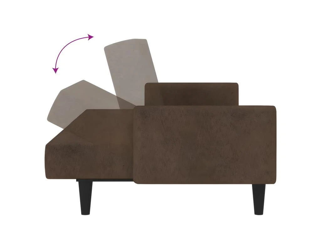 Canapé-lit à 2 Places Marron Tissu Microfibre 8 Canapé-lit à 2 Places Marron Tissu Microfibre – Image 8