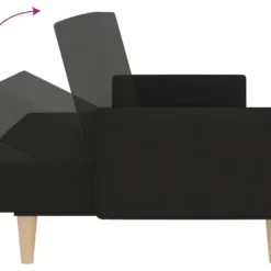 Canapé-lit à 2 Places Avec Repose-pied Noir Tissu -Promos Chesteris Boutique canape 22000709