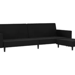 Canapé-lit à 2 Places Avec Repose-pied Noir Velours -Promos Chesteris Boutique canape 22000925