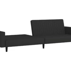 Canapé-lit à 2 Places Avec Repose-pied Noir Velours -Promos Chesteris Boutique canape 22000933