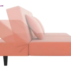 Canapé-lit à 2 Places Avec Deux Oreillers Rose Velours -Promos Chesteris Boutique canape 22001187