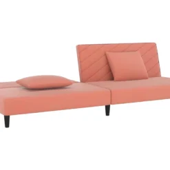 Canapé-lit à 2 Places Avec Deux Oreillers Rose Velours -Promos Chesteris Boutique canape 22001189